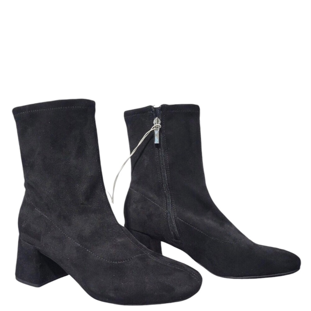 A New Day Dolly Women’s Black Faux Suede 2.25" Block Heel Ankle Boots